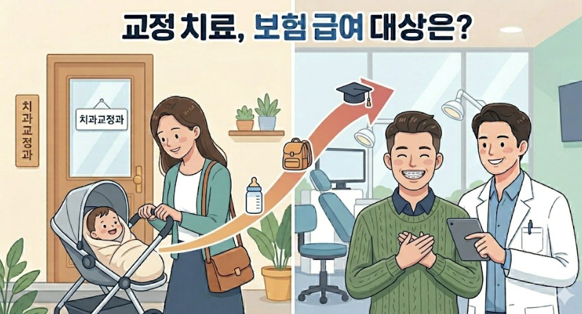 교정 치료 보험 급여 대상 안내 일러스트